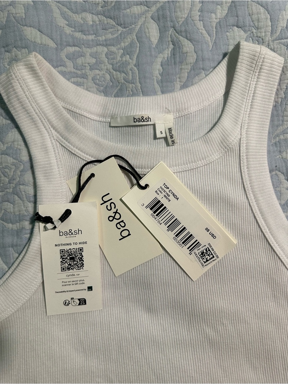 ba&sh White Ribbed Tank Top - Picture 4 of 8